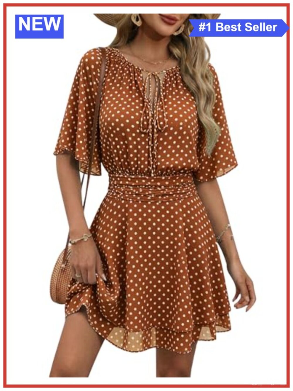 Chiffon Floral Mini Dress V Neck Flared Sleeve Flowy Ruffle Sundress